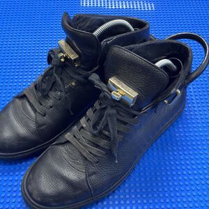 Used Buscemi PadLock Key Buckle Sneakers Size 10 in Black Leather